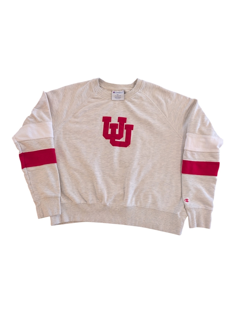Champion Gray UofU Logo Crewneck Sweatshirt - Red Accent